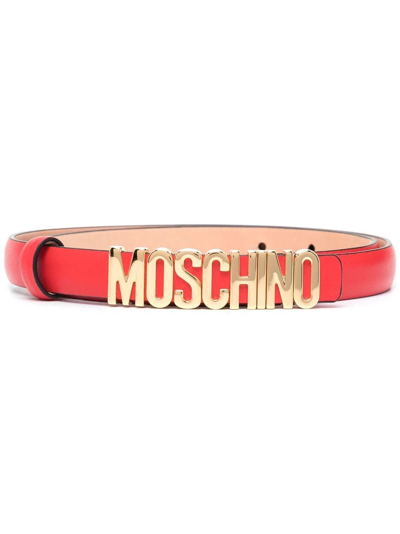 Moschino Logo-embellished Belt In Red