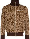 Palm Angels Beige Cotton Leopard-print Sports Sweatshirt In Brown