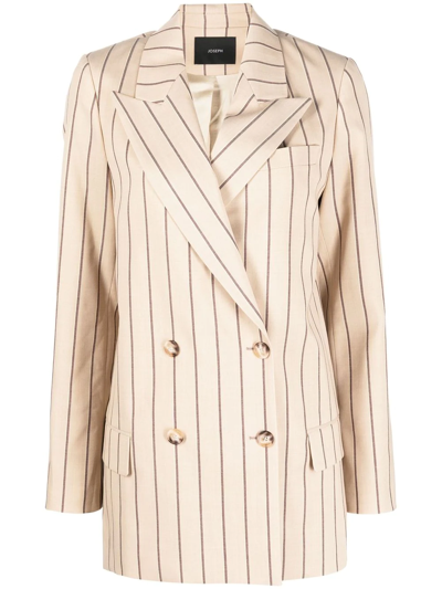 Joseph Double-breasted Striped Blazer In Nude