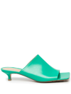 Bottega Veneta Leather 35mm Kitten Heel Stretch Mules In Grün