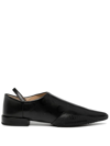 Marine Serre Crescent Moon-print Flat Leather Shoes In Schwarz