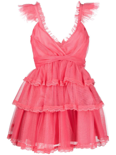 Loveshackfancy Women's Zorina Lace-trim Mesh Mini Dress In Pink Passion