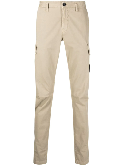 Stone Island Compass-patch Straight-leg Trousers In Neutrals