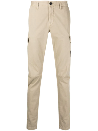 Stone Island Compass-patch Straight-leg Trousers In Sand