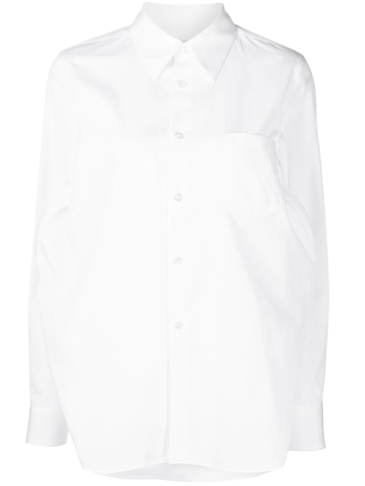Comme Des Garçons Long-sleeve Poplin Shirt In Weiss