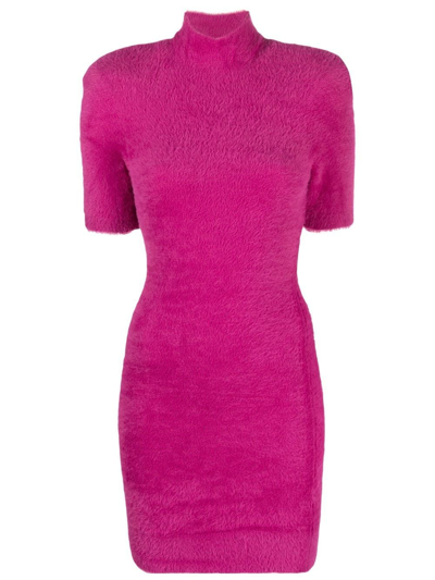 Rotate Birger Christensen Rotate Halima Mockneck Short Sleeved Dress In  Fuchsia | ModeSens