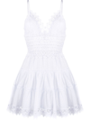 Charo Ruiz Lenora Tiered Guipure Lace-trimmed Cotton-blend Voile Mini Dress In White