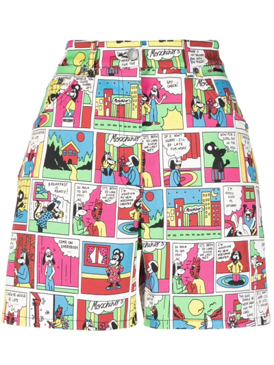 Moschino High-waisted Comic-print Shorts In Fantasia Variante Unica