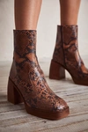 Free People Ruby Shine Platform Boots In Brown Snake