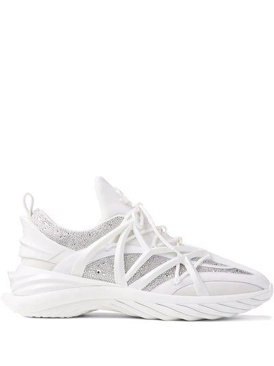 Jimmy Choo Cosmos Low-top Sneakers In V White/crystal