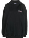 Balenciaga Embroidered Printed Cotton-jersey Hoodie In Black