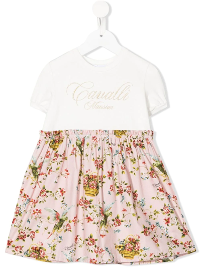 Roberto Cavalli Junior Kids' Cavali Mansion Floral-skirt Dress In Pink