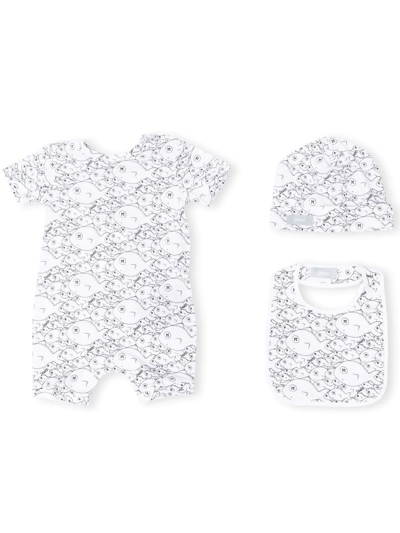 Herno Fish-print Baby Set In White