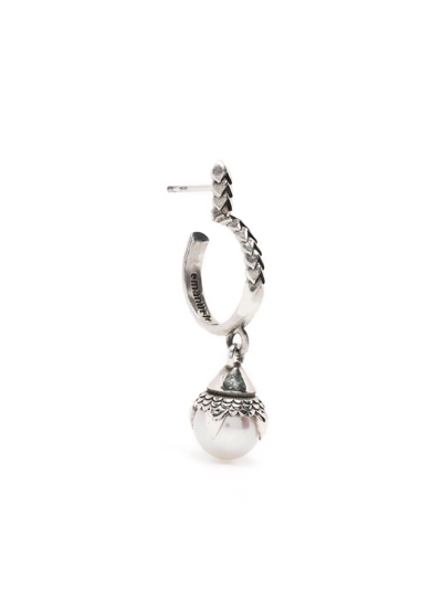 Emanuele Bicocchi Pearl Hoop Earring In Silver