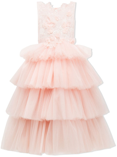 Tulleen Kids' Tulle Tiered Skirt Dress In Pink