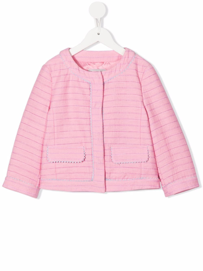 Simonetta Kids' Striped Cotton-blend Jacket In Pink