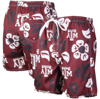 WES & WILLY WES & WILLY MAROON TEXAS A&M AGGIES FLORAL VOLLEY LOGO SWIM TRUNKS