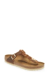 Birkenstock Gizeh Braided Womens Leather Braided Thong Sandals In Cognac