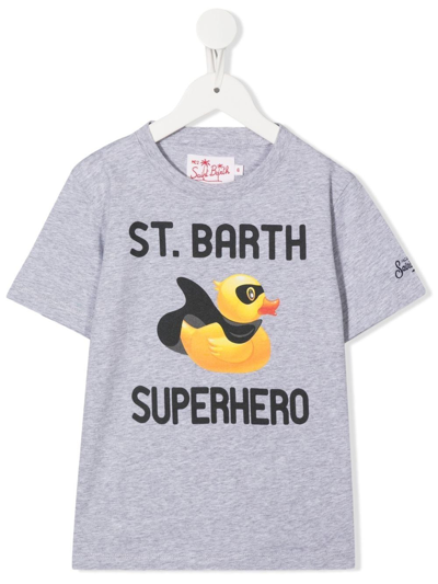 Mc2 Saint Barth Kids' Superhero Graphic-print T-shirt In Grey