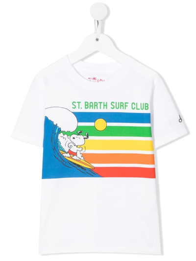 Mc2 Saint Barth Teen Snoopy-print Logo T-shirt In White