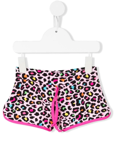 Mc2 Saint Barth Teen Leopard-print Drawstring-waist Shorts In Pink