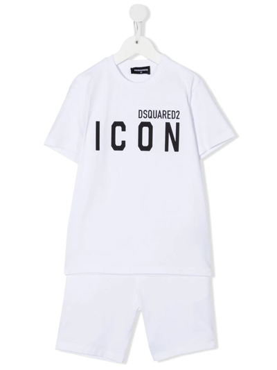 Dsquared2 Kids' Logo-print Cotton Tracksuit Set In White