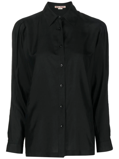 Pre-owned Issey Miyake 1970s Gathered Detailing Button-up Shirt In Black