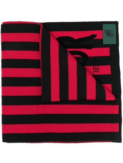 Pre-owned Jean Paul Gaultier 1990s Logo-print Striped Scarf In Black