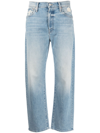 Mother The Ditcher Cropped Straight Leg Jeans In Blue