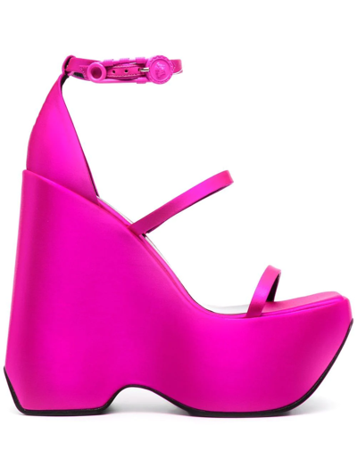 Versace Platform 3-strap Sandals In Pink