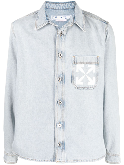 Off-white Arrow-print Denim Shirt In Blue