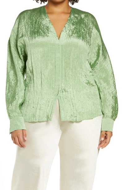 Vince Double V-neck Blouse In Pistachio