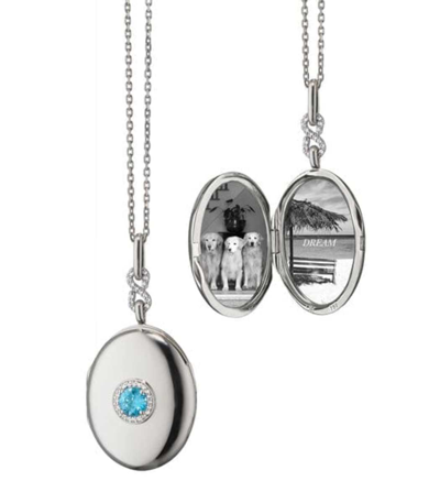 Monica Rich Kosann Blue Topaz Infinity Locket Necklace In Silver
