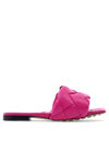 Bottega Veneta The Lido Intrecciato Leather Sandal In Fuchsia