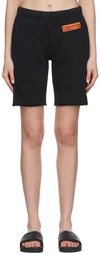 Heron Preston Logo-patch Organic-cotton Knee-length Shorts In 000 Black