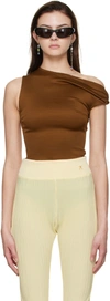 Atlein Tan Viscose T-shirt In C0456 Chestnut