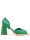 Sarah Chofakian Secret Garden Leather Pumps In Green
