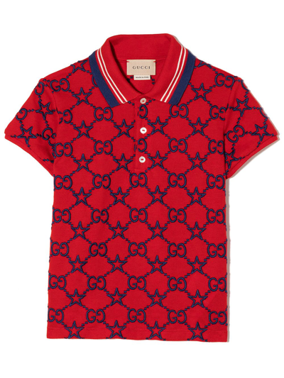 Gucci Kids' Gg Star-embroidered Polo Shirt
