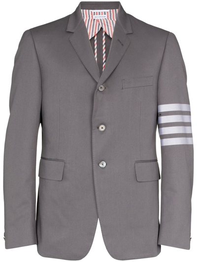 Thom Browne 4-bar Stripe Single-breasted Cotton Blazer In Grey