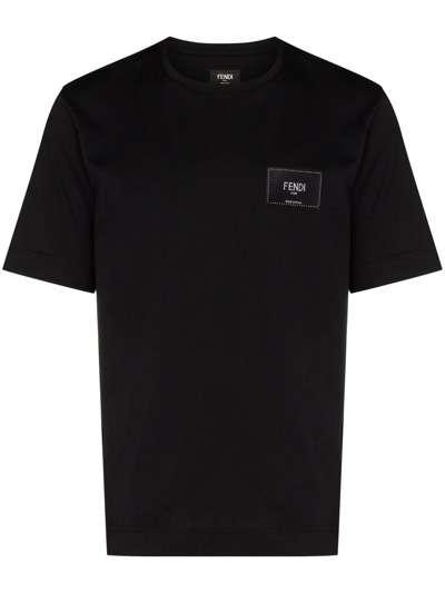Fendi Logo-patch Short-sleeve T-shirt In Black