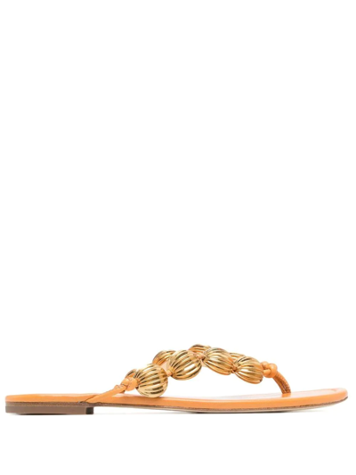 Tory Burch Bead-detail Open-toe Sandals In Orange