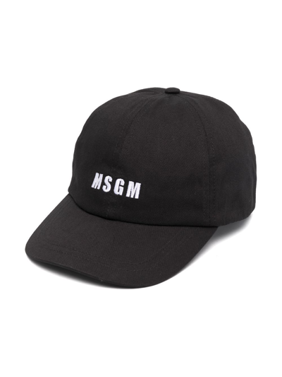 Msgm Embroidered-logo Baseball Cap In Black