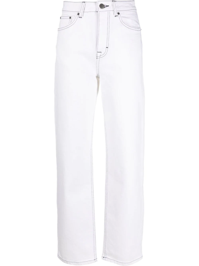 Rotate Birger Christensen White Betty High-waisted Straight Leg Jeans