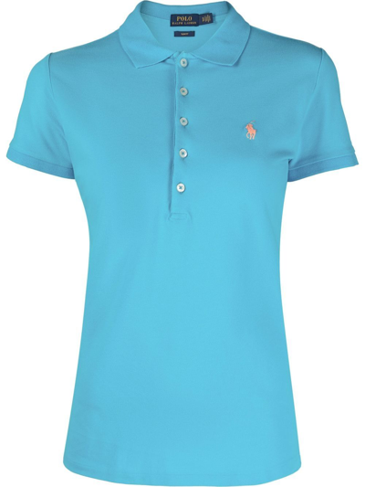 Polo Ralph Lauren Logo-embroidered Short-sleeved Polo Shirt In Blue