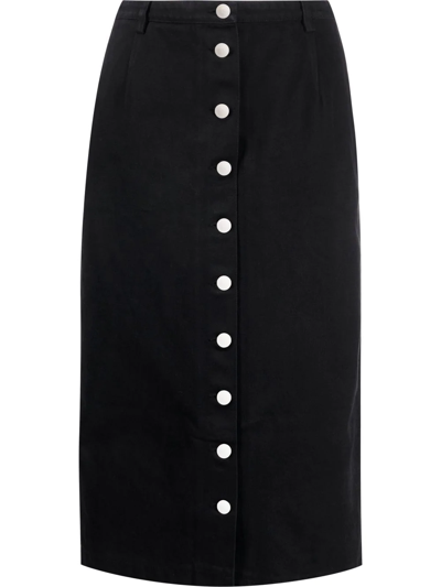 Raf Simons Button-down Midi Skirt In Black