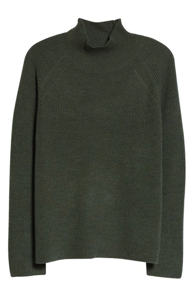 Eileen Fisher Raglan Sleeve Merino Wool Turtleneck Sweater In Cypress