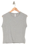 T Tahari Cap Sleeve Pima Cotton T-shirt In Grey Heather