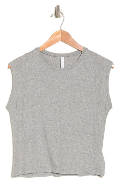 T Tahari Cap Sleeve Pima Cotton T-shirt In Grey Heather