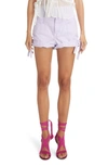 Isabel Marant Naesqui High-waisted Denim Shorts In Lilac