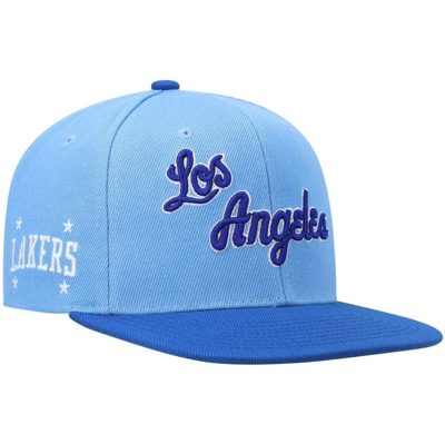 Mitchell & Ness Men's  Powder Blue, Royal Los Angeles Lakers Hardwood Classics Core Side Snapback Hat In Powder Blue,royal